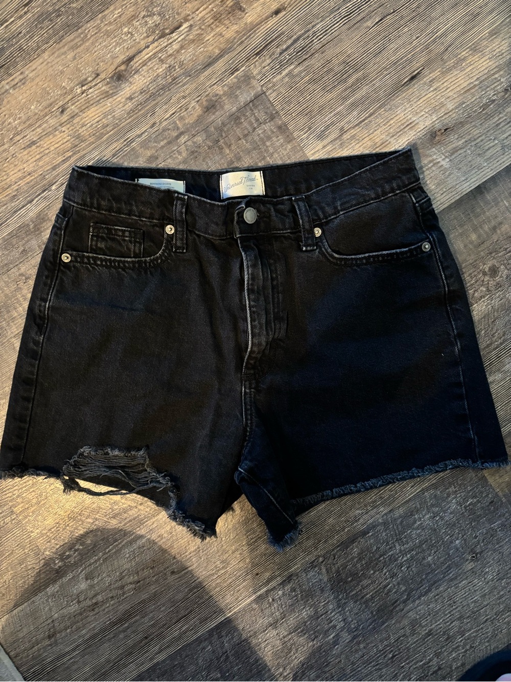 Universal Thread Black Distressed High-Rise Denim Shorts